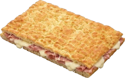 Focaccia ripiena di prosciutto cotto e mozzarella